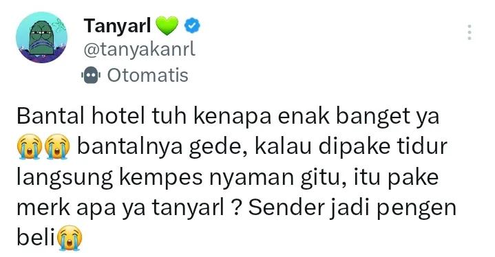 Mari kita usahakan bantal-bantal enak versi low budget itu, king koil minggir dulu : 

1. King Rabbit
2. Lady Americana
3. Bantal Domi
4. Quantum Hotel Pillow
5. Lazy Sunday