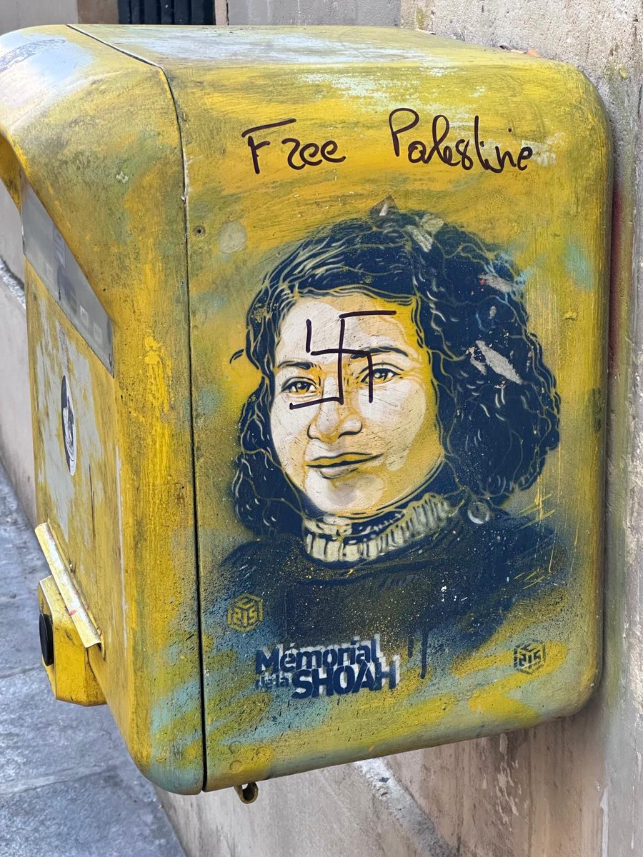 This young Jewish girl from France was taken by the Nazis in July of 1942.

What did the free Palestine crowded do to a memorial of hers in France? 

This:

The Free Palestine movement is a movement of Holocaust denial.