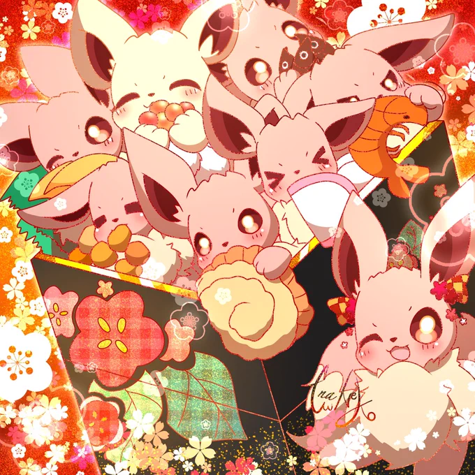 #正月早々のぶいぶい絵 今年も可愛いぶい、格好いいぶいたちを描いてくよ #ポケモンイラスト #HappyNewYear2026
