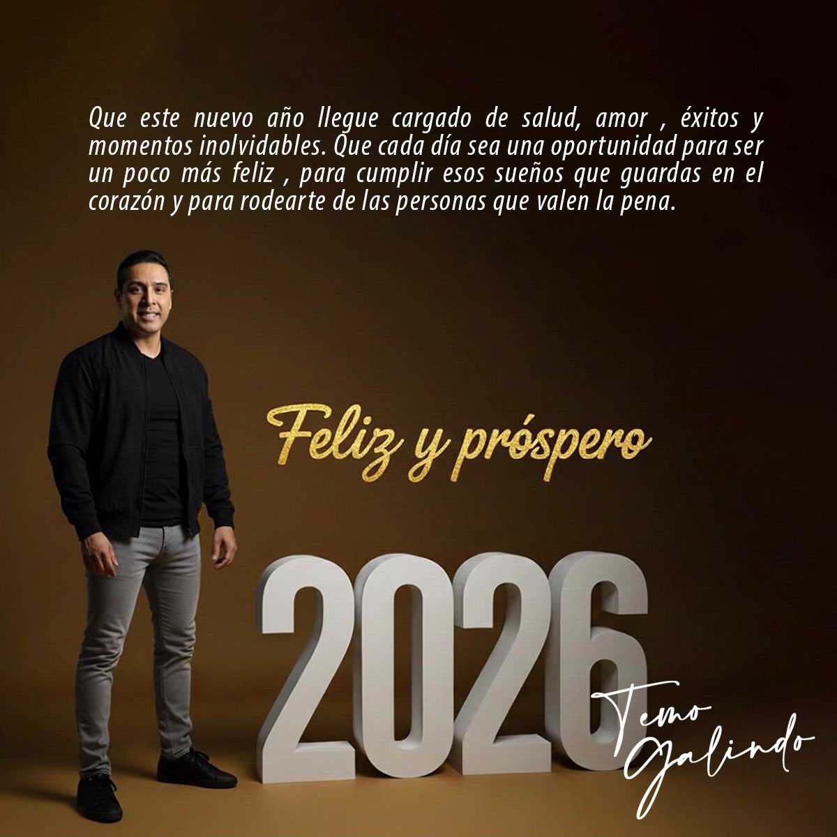 Gracias 😊 por todo lo vivido en 2025, por las lecciones, las risas 😁 y los desafíos que nos hicieron más fuertes 💪. Ahora, con toda la energía 🔋, ¡a brindar 🥂 por lo que viene!

Les abrazo 🫂 y deseo 💭 de corazón 🤍 lo mejor del mundo 🌎. ¡Que 2026 sea increíble para todos!