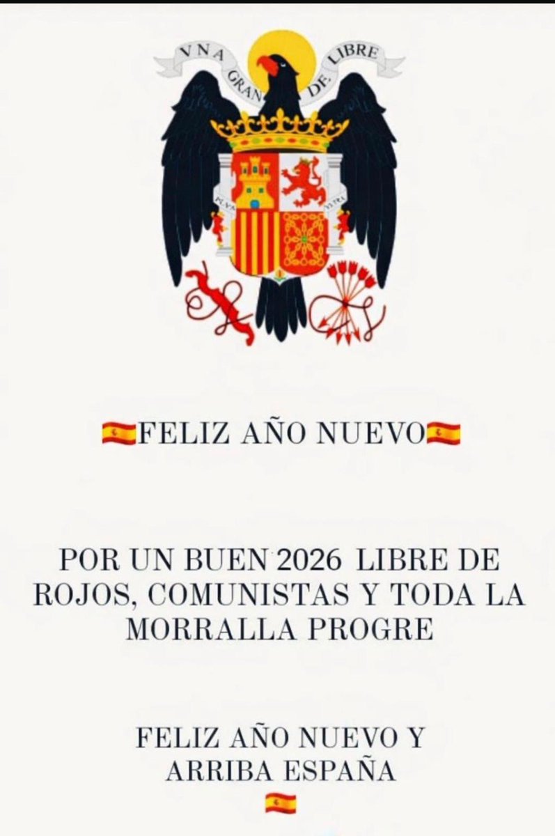 Feliz Año Nuevo 
ESPAÑOLAZOS!!!!
🇪🇸❤️🇪🇸❤️🇪🇸❤️🇪🇸❤️🇪🇸✋️🦅🇪🇸❤️✋️🦅🇪🇸✋️🦅