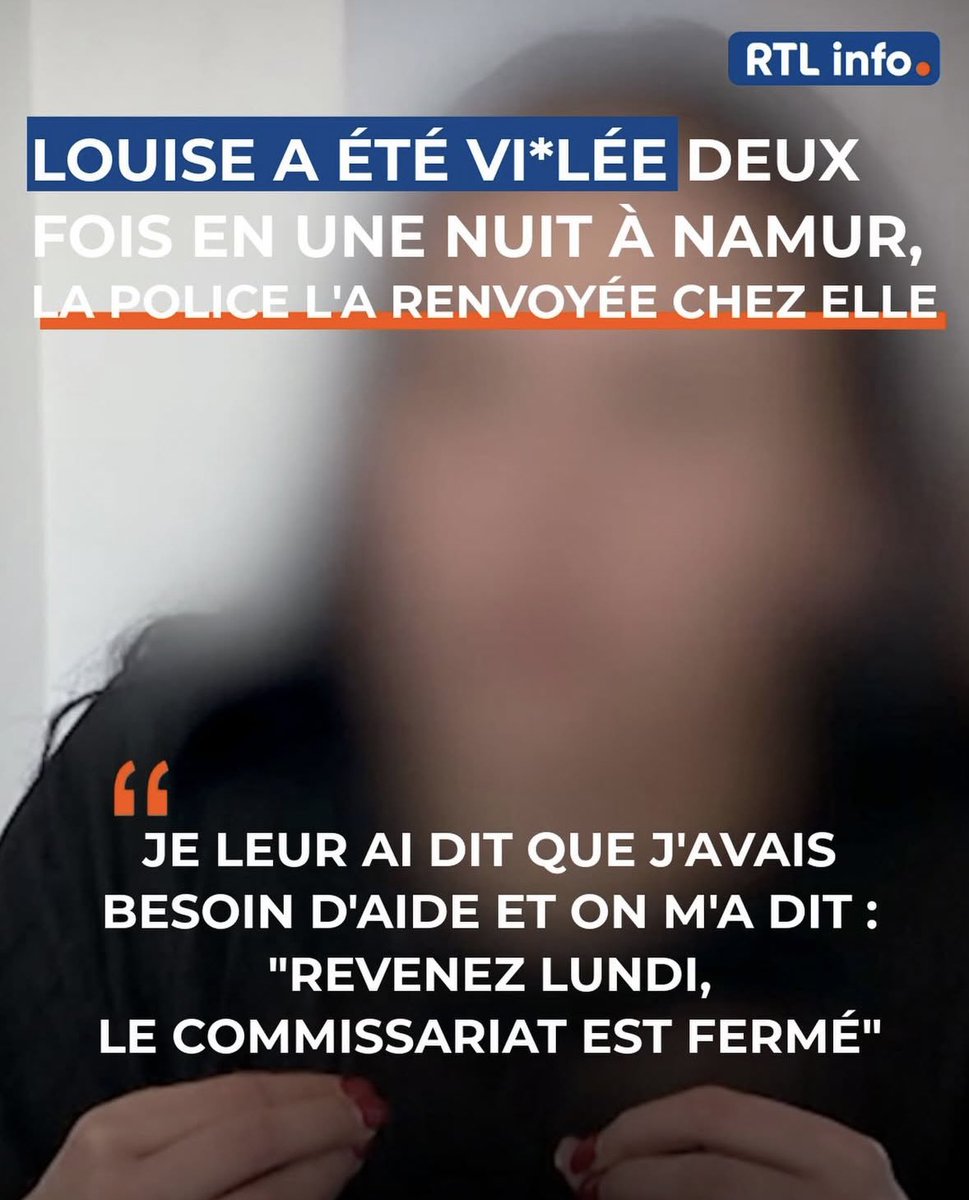 veroveronique1's tweet photo. 🚨🤬« Revenez lundi » : à #Namur 🇧🇪, une victime de double viol renvoyée par la police alors que le temps presse!!
Source: RTLinfobe
#AgressionSexuelle #Viol #Namur #Justice #Victimes #Police #Temoignage #72Heures #DroitsDesVictimes #Belgique #scandale https://t.co/RHPpxP5oGb