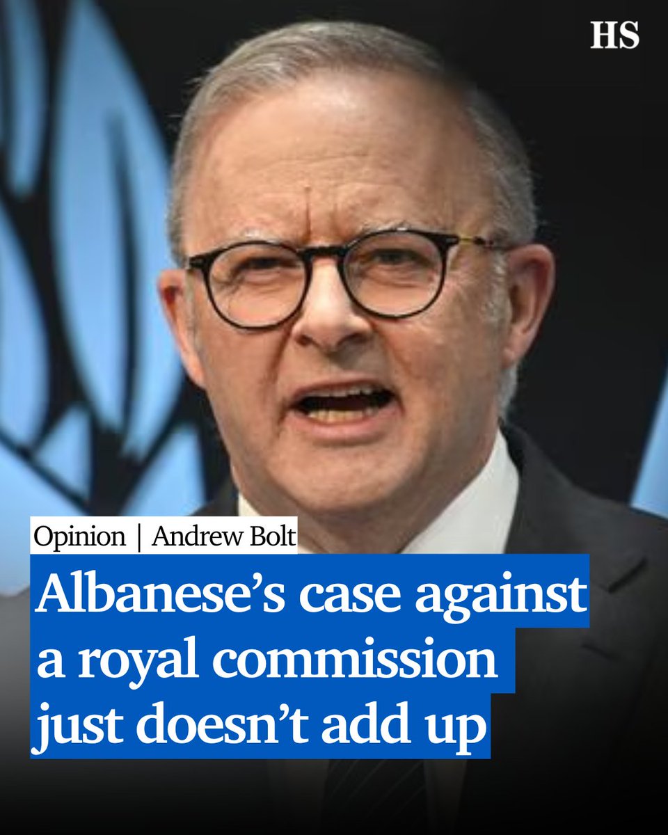 theheraldsun's tweet image. ANDREW BOLT: Prime Minister Anthony Albanese’s excuses for refusing to call a royal commission make no sense. So what’s really driving him to say no? Fear of what it might find out? bit.ly/4phBmJG