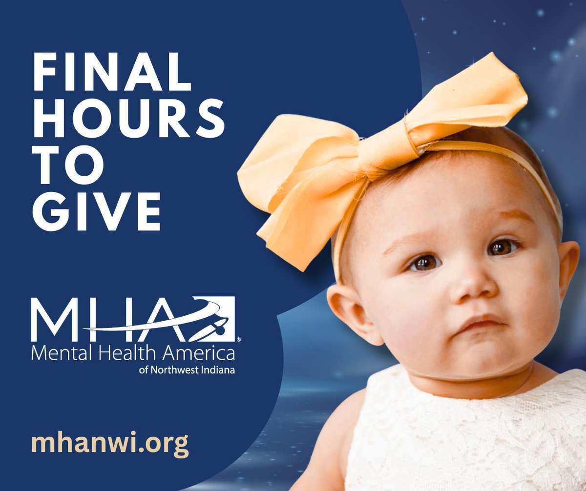 MHANWIndiana's tweet image. ⏰ Midnight matters. Final hours to give in 2025:
- Make a tax-deductible and transformational gift tonight.
mhanwi.org 💙 

#FinalHoursToGive #YearEndGiving #MentalHealthMatters #GiveBeforeMidnight #NWI