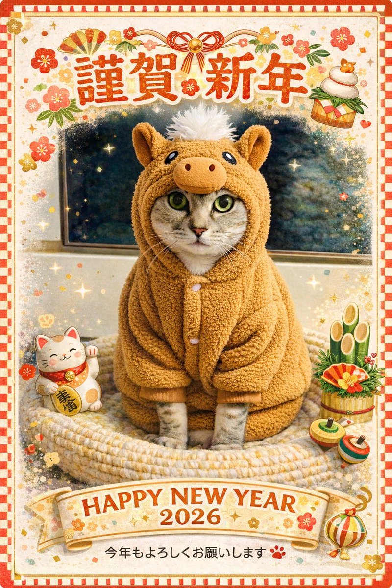 あけましておめでとうございます
今年もめめちゃんをよろしくお願いいたします😸🐴