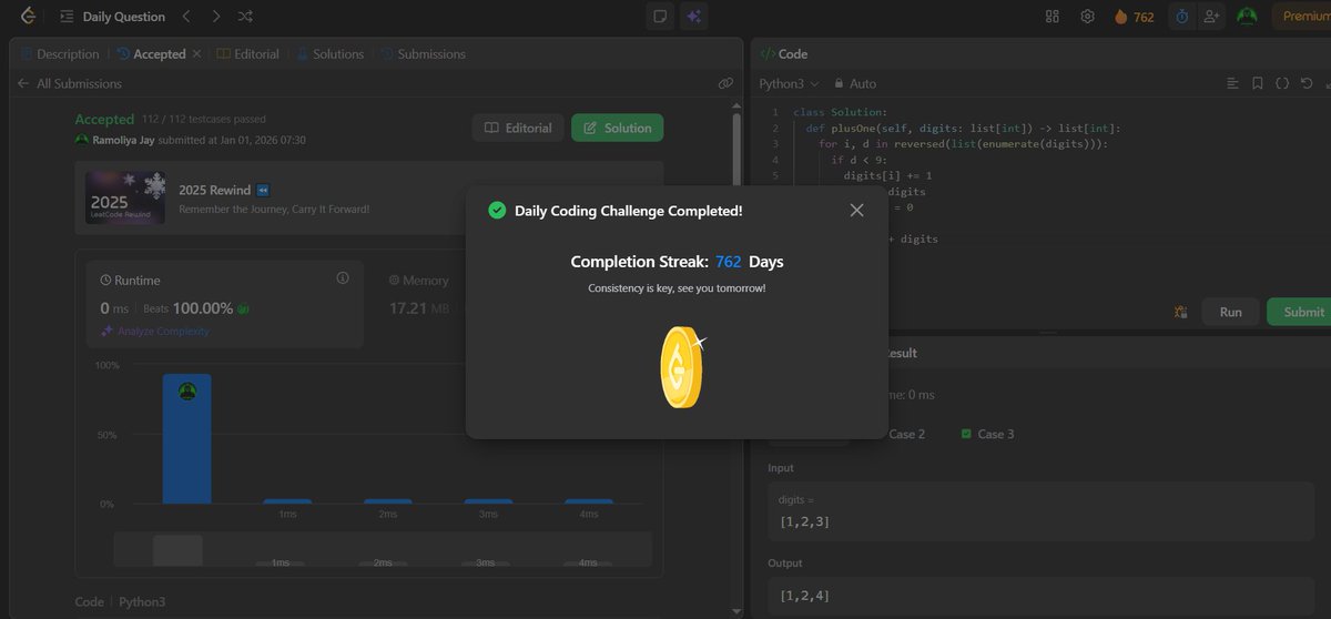 762-day LeetCode streak 🔥

Daily challenge done ✅
763+ problems solved
All solutions on GitHub github.com/JayRamoliya/Le…

Consistency > motivation 🚀
#LeetCode #DSA #CodingJourne