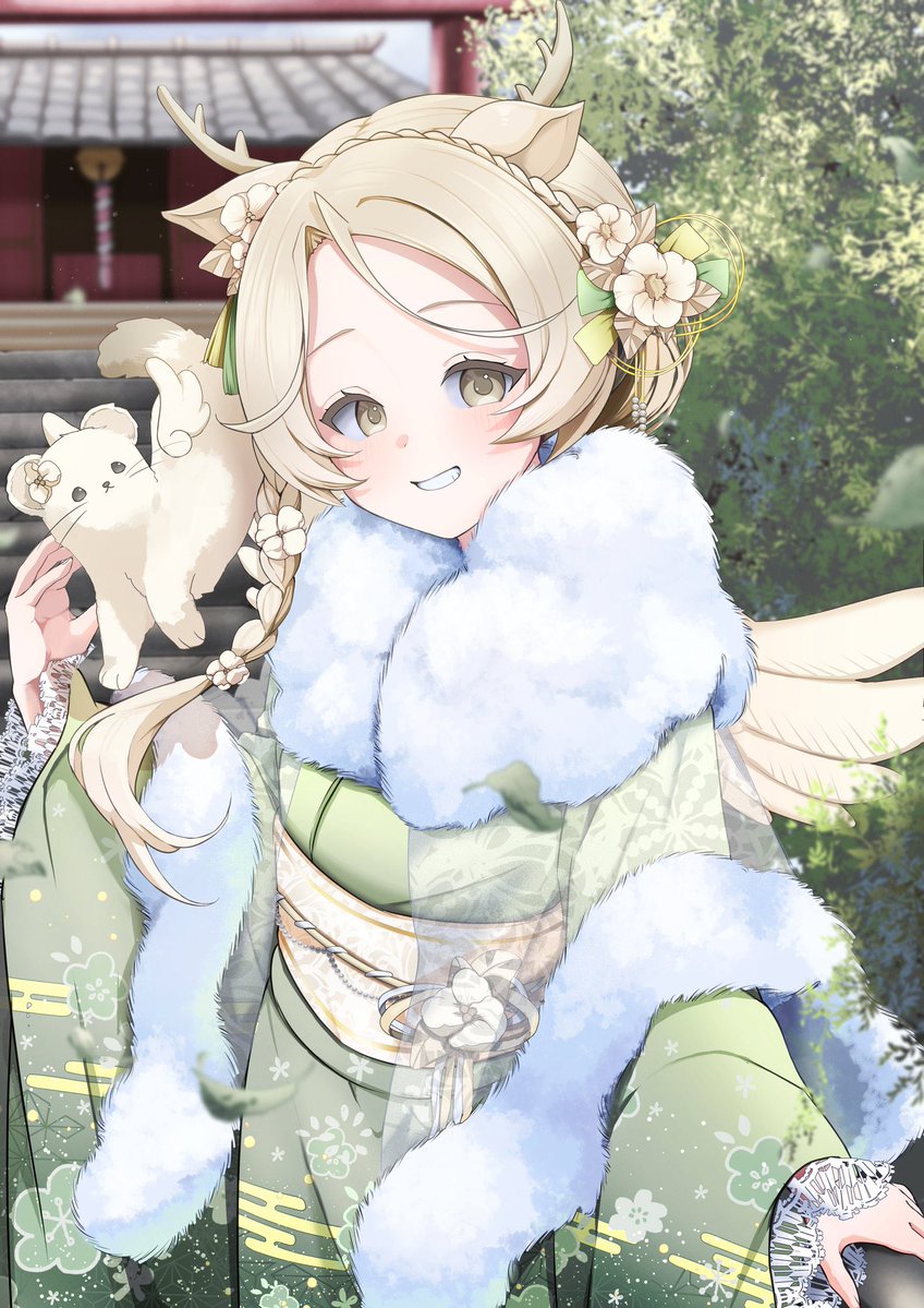 mel_samui's tweet image. 明けましておめでとうございます🎍
今年もよろしくお願いいたしますね、こじかさんっ

 #HappyNewYear2026
 #おはようVTuber