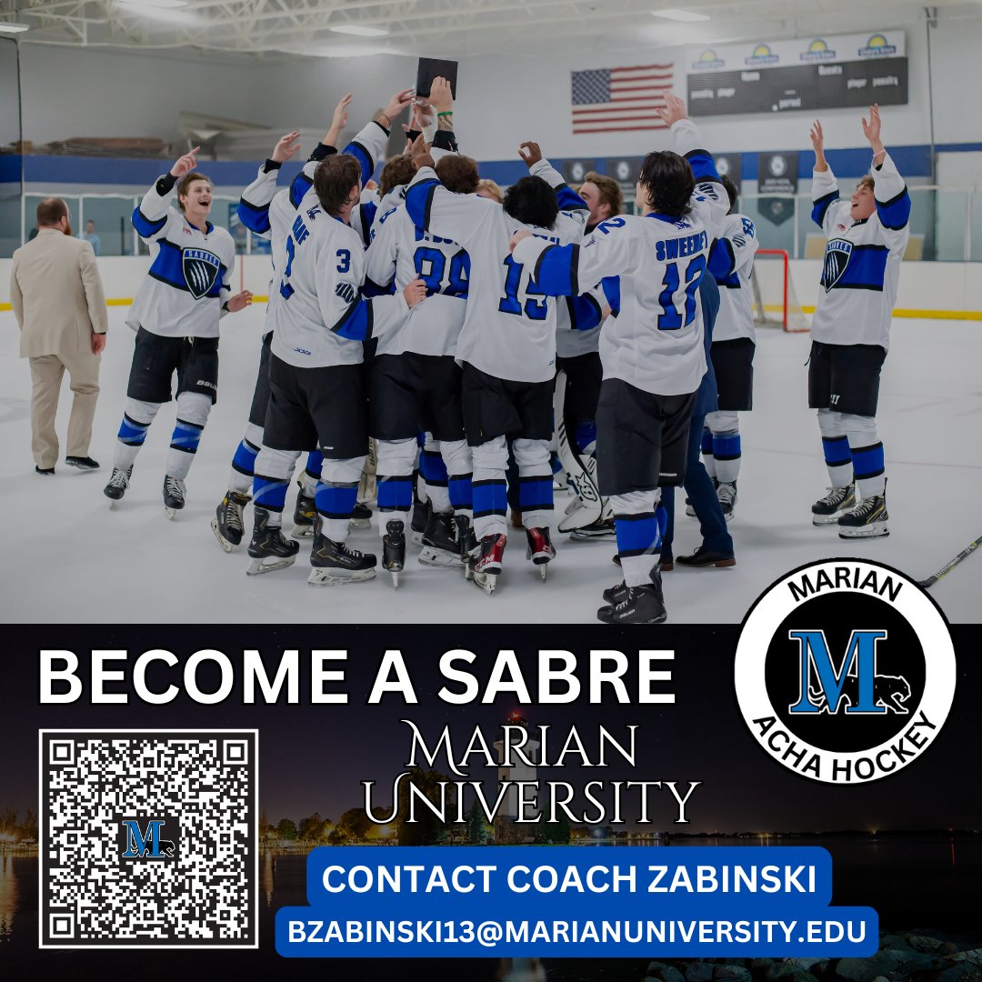 marianachad2's tweet photo. We are looking to add to our roster for the 2026-27 season! Become a Sabre 🐈‍⬛ and fill out our recruitment form or reach out to Coach Zabinski at bzabinski13@marianuniversity.edu. We can’t wait to see you in the fall! #SabrePride #SabreHockey
Form 📜: https://t.co/1lta8dBHPo https://t.co/QYBQvOwwLP