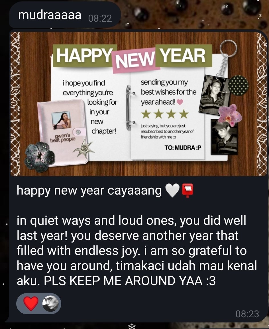 writtenonsummer's tweet image. Membuka 2026 dengan ucapan cantik dan lucu dari Njel. Makasih banyaak yaa Njelitut buat ucapan yang rasanya kamu banget ini @replicangel