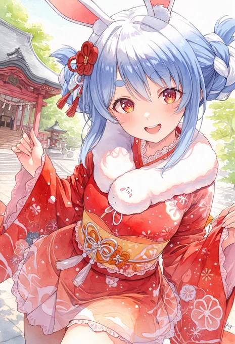 早くおみくじのところ、行くぺこよっ!