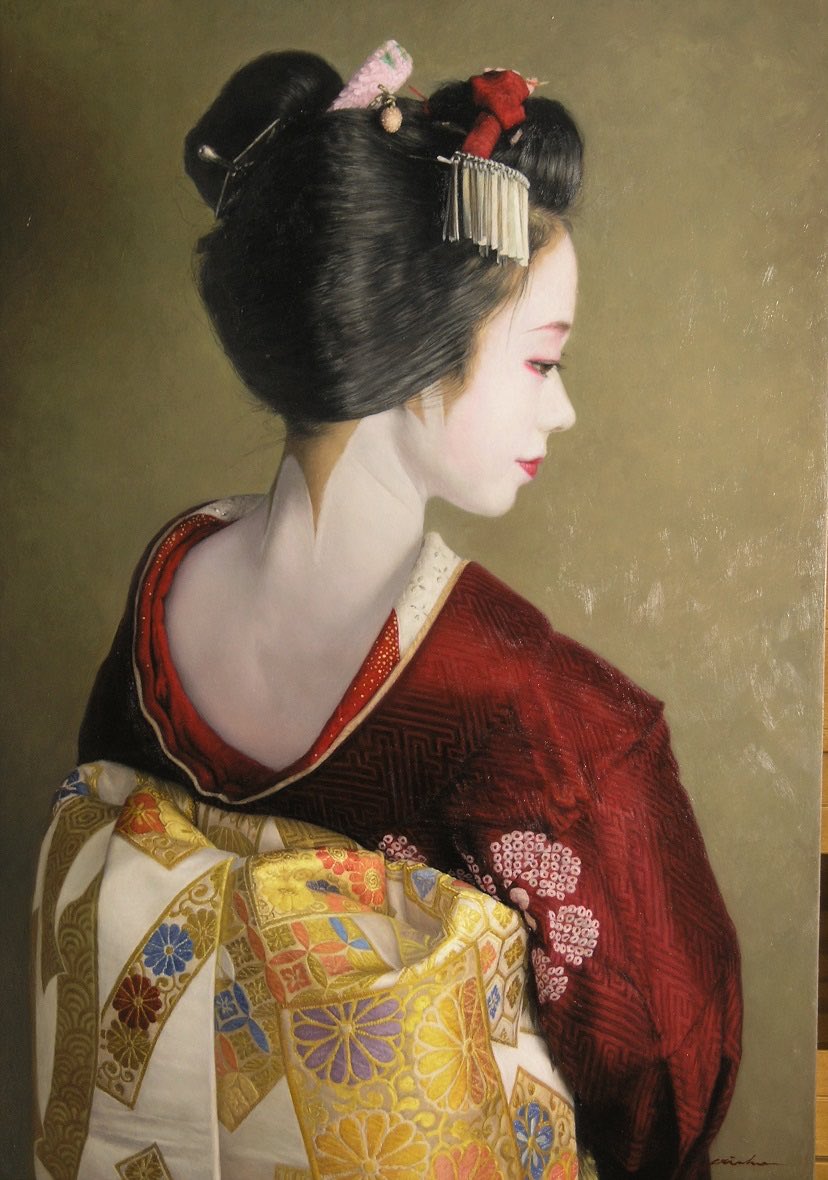 中上誠章、【何かいいこと】、希少な額装用画集より、新品額装付 中上誠章、【何かいいこと】、希少な額装用画集より、新品額装付