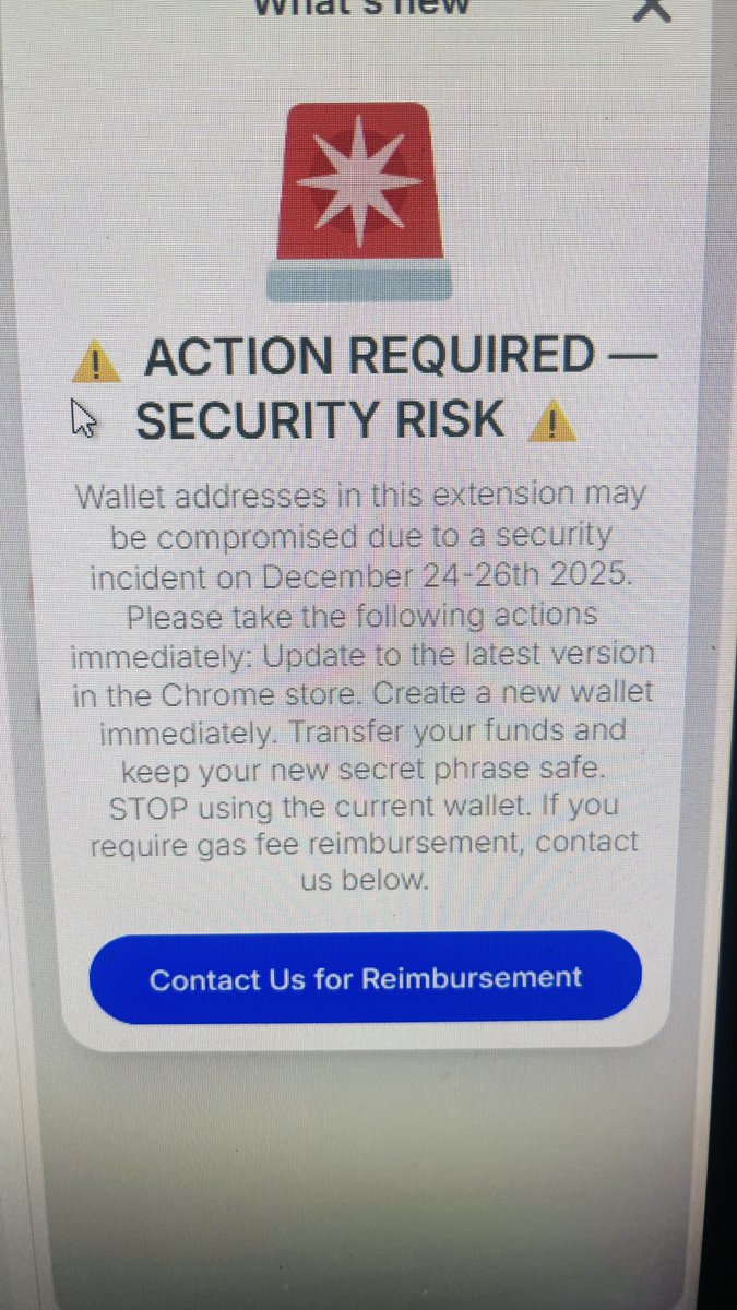 Redwanmonzu's tweet photo. On Dec 25, during the Trust Wallet Browser V2.68 incident, I lost $400.

Support says my wallet is not eligible for reimbursement,” calling it a user-side compromise. 

I followed all safety steps and have on-chain proof. 

What should I do now? Very disappointed,

@TrustWallet https://t.co/wciQInxONQ