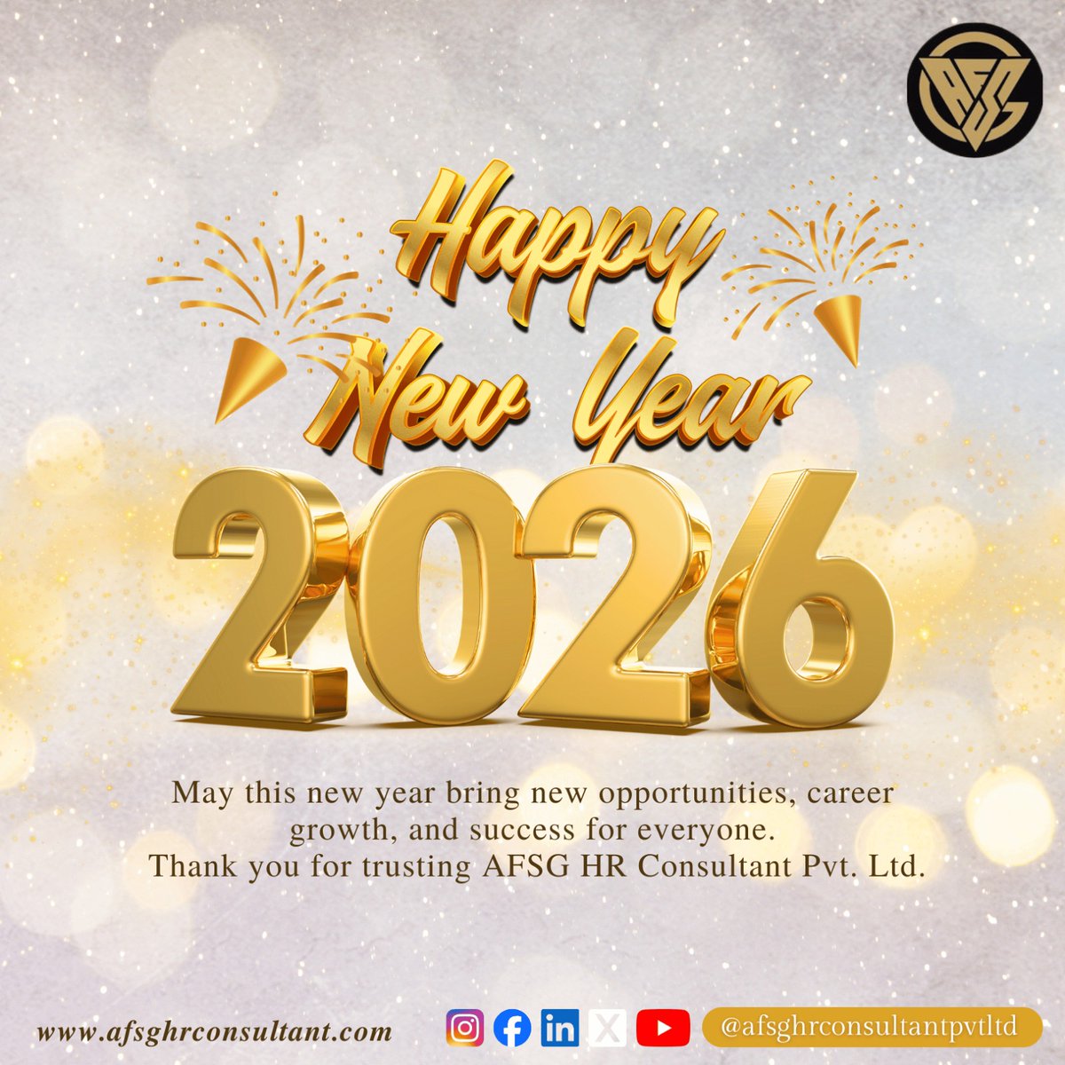 ✨ Happy New Year 2026 ✨
Wishing you success, prosperity, and new beginnings.
— AFSG HR Consultant Pvt. Ltd.
🌐  afsghrconsultant.com

#AFSGHRConsultant
#Welcome2026
#InternationalJobs
#OverseasPlacement
#GulfJobs
#HospitalityJobs