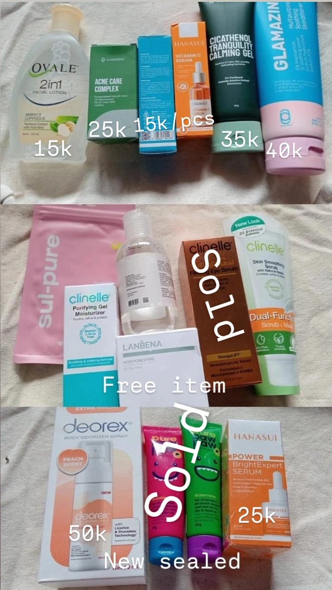 solitedu's tweet photo. Jual makeup dan skincare underprice  bisa oren dan ada free 
Glamazing acne care complex 25k
Hanasui serum 15k
Glamazing cicathenol 35k
Glamazing skinditioner 40k
True to skin cushion 70k
Eloi coco 65k
Vitalis elegante 50k
Deorex peach 50k https://t.co/bkoY3QPWEw