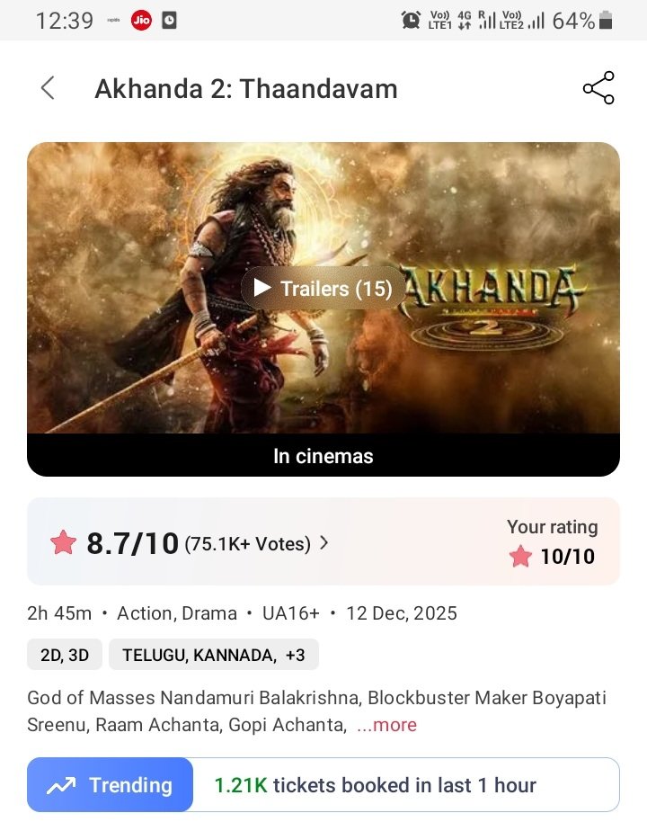 Telugu2021's tweet photo. జనసామాన్యుల దేవుడు ఇంకా జనాలను లాగుతూనే ఉన్నాడు!
22వ రోజుకూడా థియేటర్లలో జనసంద్రం 🔥
#Akhanda2 ప్రభంజనం ఆగలేదు 💥
ఈ రోజు – 1వ జనవరి 2026 అయినా మాస్ జాతర కొనసాగుతూనే ఉంది 👑🔥
#Akha https://t.co/kyM1S66T7P