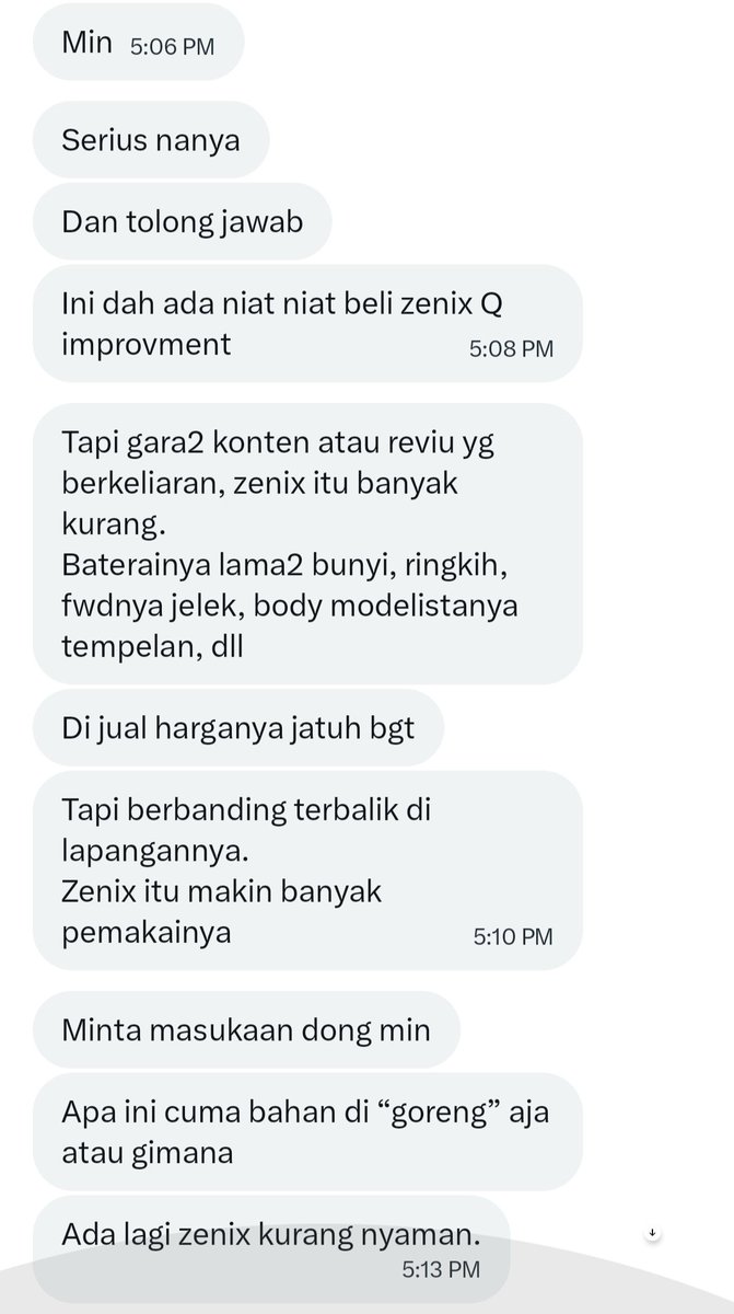 1. Gk ada ciptaan manusia yg sempurna.

2. Zenix banyak kurangnya?
Mungkin.
tapi buat minnov, kurang nya zenix cuma GK ADA TPMS, mobil 600jt loh😪

3. Dr yg katanya kekurangan, tinggal gimana kita berdamai dgn kekurangannya aja.