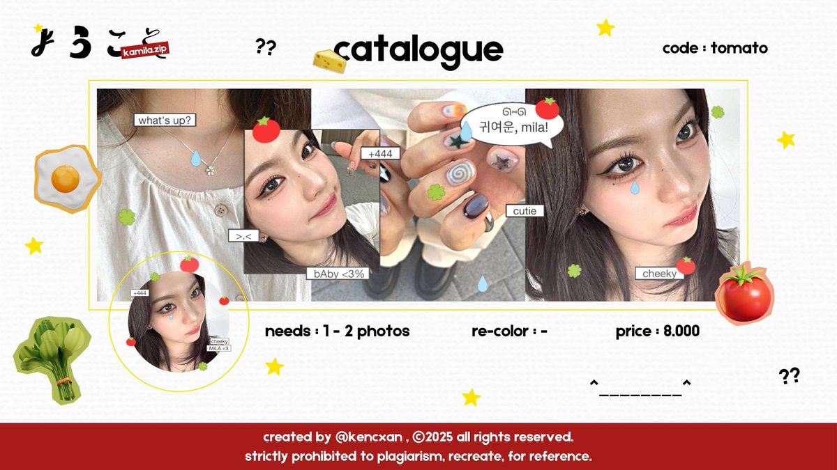 kencxan's tweet image. help repost will be appreciated! ありがとう 🍥 #zonauang

hai teman - timun aku Open Titipan dari katalog aku { tomato, niche &amp;amp; rolls } 🍀🌀 dengan harga spesial 7.000 sampai 4 Jan'26 ya, untuk TnC lengkapnya bisa lihat di alt bawah ia!