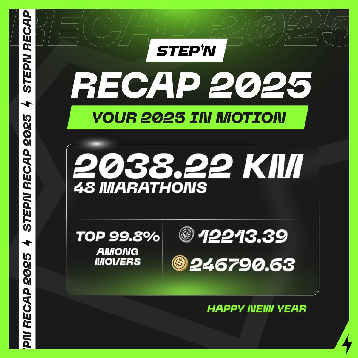 STEPN_Gil's tweet photo. Got my STEPN and STEPN GO 2025 RECAP!
QUESTION: Where do I get the 2025 recap image??
ANSWER: You should have received a pop-up when you first opened your STEPN or STEPN GO app today. That popup has a "Detail" link, and tapping that will give your 2025 recap image!
QUESTION: HELP! I accidentally closed the STEPN/STEPN GO popup and chose "don't show again"! How do I get it back?!
ANSWER: For now, try to log into your account using another device to get the popup to appear. (We are working on ways to make getting the image again easier).
Thank you! 🙏