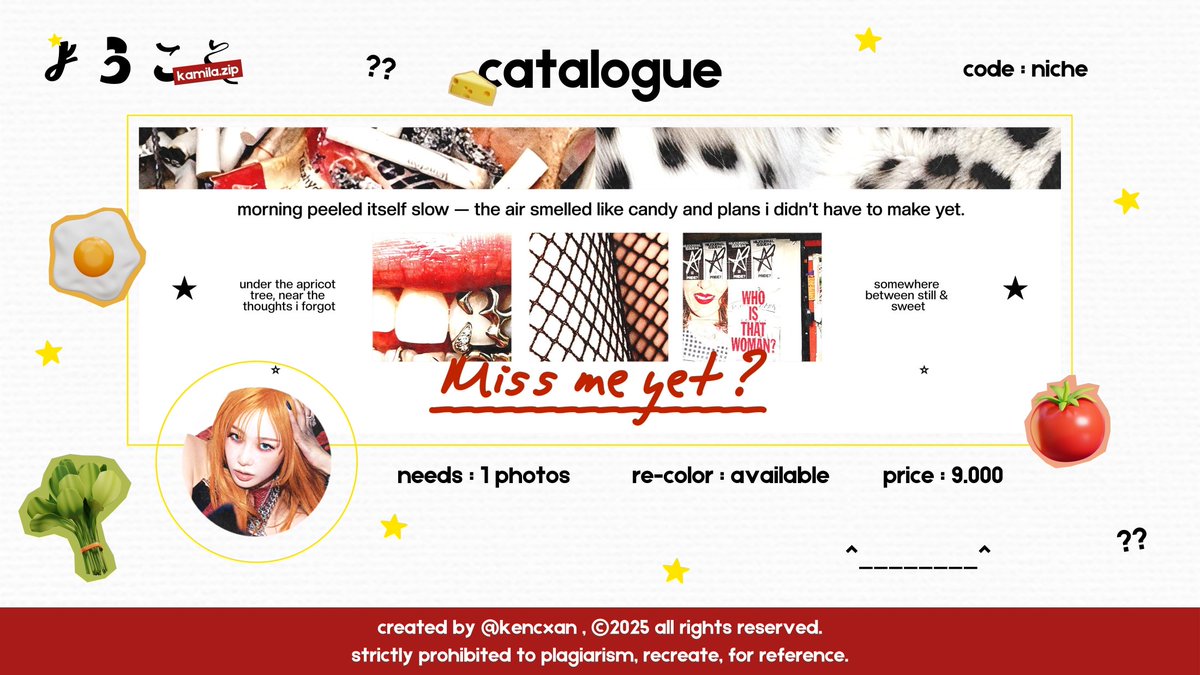 kencxan's tweet image. help repost will be appreciated! ありがとう 🍥 #zonauang

hai teman - timun aku Open Titipan dari katalog aku { tomato, niche &amp;amp; rolls } 🍀🌀 dengan harga spesial 7.000 sampai 4 Jan'26 ya, untuk TnC lengkapnya bisa lihat di alt bawah ia!