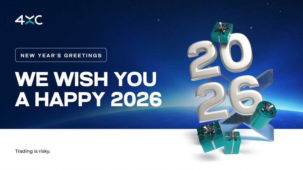 4xcofficial's tweet image. From all of us at 4XC, Happy New Year 
Wishing you progress, clarity, and success in trading and in life.

#4XC #NewYear2026 #HolidayTrading