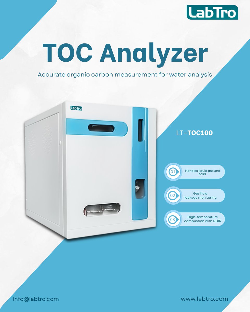 LabtroS588's tweet photo. TOC Analyzer LT-TOC100 Designed to support  water analysis, this analyzer .

 https://t.co/bKBnPn4Zts

Learn more: https://t.co/ZKM2Rlp31W

#Labtro #laboratoryanalysis #waterqualitytesting  #labprocess #scientificequipment https://t.co/twEtOmH2yx
