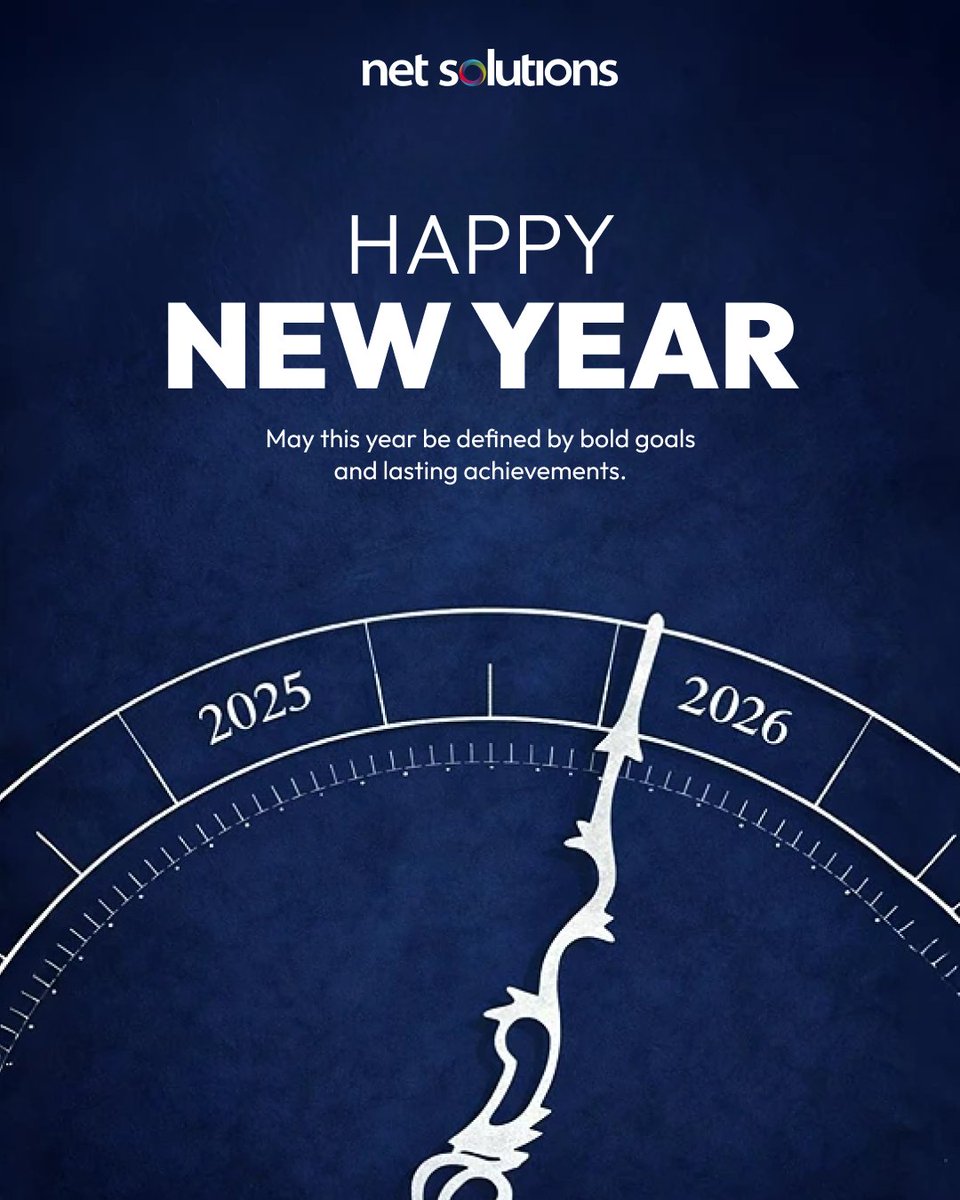 As the clock moves forward, so do we with clarity, ambition, and optimism.
Thank you for being part of our journey.

Here’s to a year defined by bold goals and lasting achievements.
Happy New Year from Net Solutions ✨

#newyear #2026