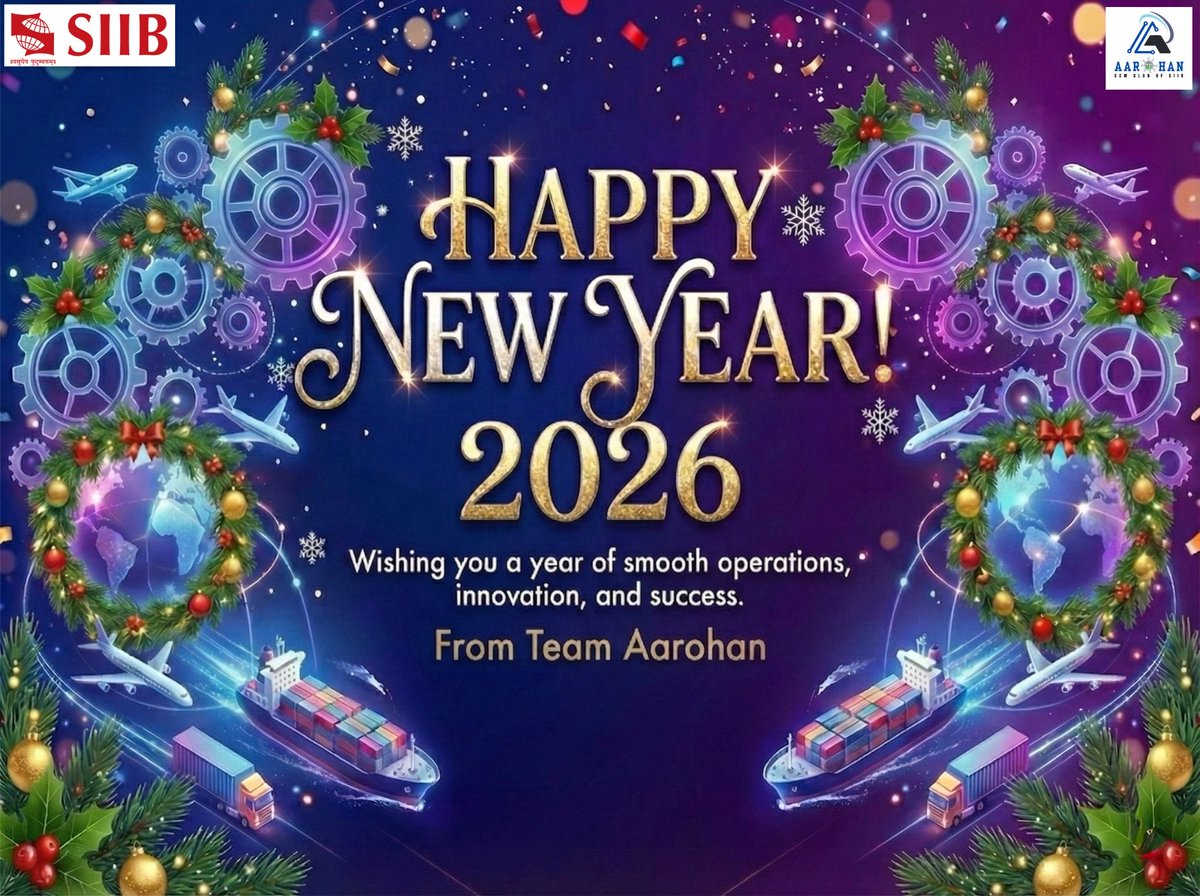 aarohan_siib's tweet photo. Happy New Year 2026!
Wishing everyone a year ahead packed with smooth operations, cutting-edge innovation, and continued success.
Let's move forward together!
- From Team Aarohan
#HappyNewYear2026 #TeamAarohan #SupplyChain #Logistics #Innovation #SIIB https://t.co/NNTdVtWDkr