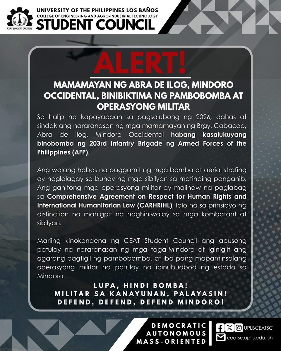 𝐀𝐋𝐄𝐑𝐓!: 𝐌𝐚𝐦𝐚𝐦𝐚𝐲𝐚𝐧 𝐧𝐠 𝐀𝐛𝐫𝐚 𝐝𝐞 𝐈𝐥𝐨𝐠, 𝐌𝐢𝐧𝐝𝐨𝐫𝐨 𝐎𝐜𝐜𝐢𝐝𝐞𝐧𝐭𝐚𝐥, 𝐁𝐢𝐧𝐢𝐛𝐢𝐤𝐭𝐢𝐦𝐚 𝐧𝐠 𝐏𝐚𝐦𝐛𝐨𝐛𝐨𝐦𝐛𝐚 𝐚𝐭 𝐎𝐩𝐞𝐫𝐚𝐬𝐲𝐨𝐧𝐠 𝐌𝐢𝐥𝐢𝐭𝐚𝐫