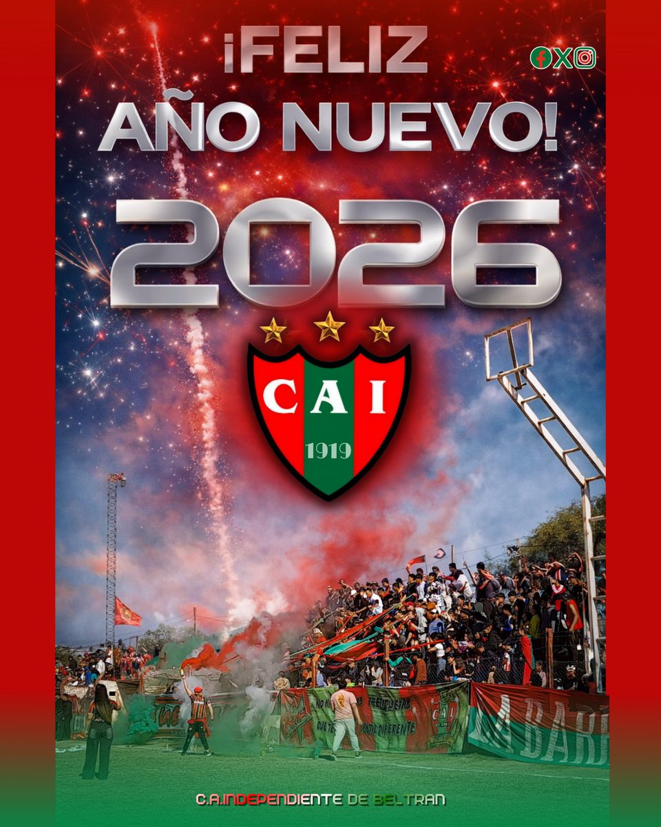 En este 2026 seguimos de pie, juntos y con más fuerza que nunca.
Cada esfuerzo suma, cada paso cuenta. Que la perseverancia nos guíe y la pasión por el club nos empuje a ir siempre por más.🌟🌟🌟
¡Feliz 2026 al pueblo RojoyVerde!❤️💚❤️🎇
#AñoNuevo #Inde #SantiagodelEstero