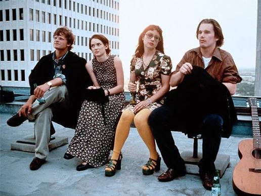 Groovahgrl's tweet image. Loved the Reality Bites graduation day rooftop scene homage  #StrangersThings5