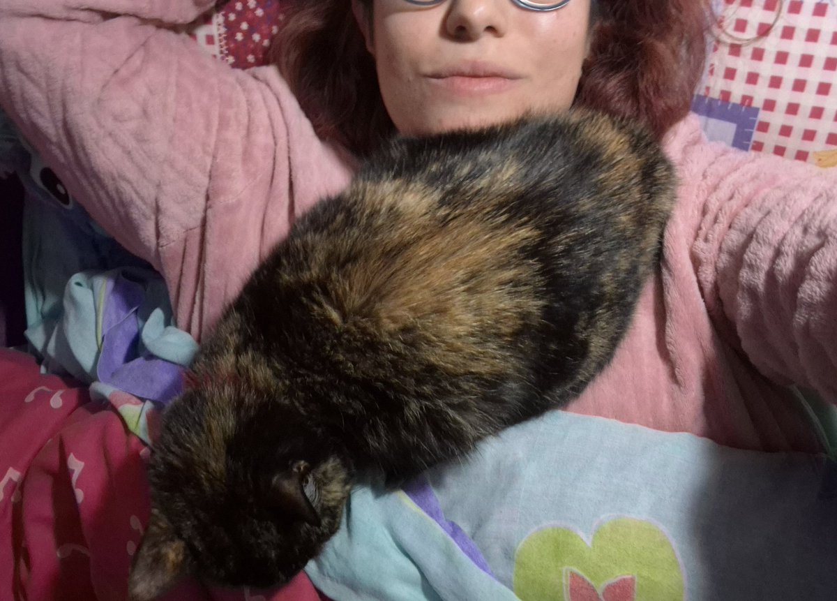 Se ve que no hay suficiente cama y tiene que dormirse encima de mi cuello, no sea que me de por querer respirar o algo 🙄