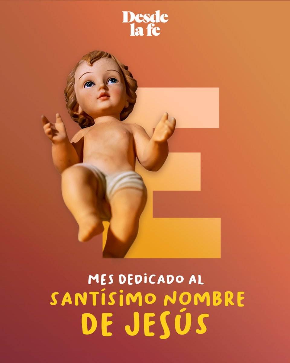 DesdeLaFeMx's tweet photo. ¡Feliz Enero! 😇
El Santísimo Nombre de Jesús nos acompaña este mes.
Te compartimos una oración para hoy: https://t.co/RuZ8RR5oTI
#Devocionario #Enero #Jesús https://t.co/6KyhJCVd6L