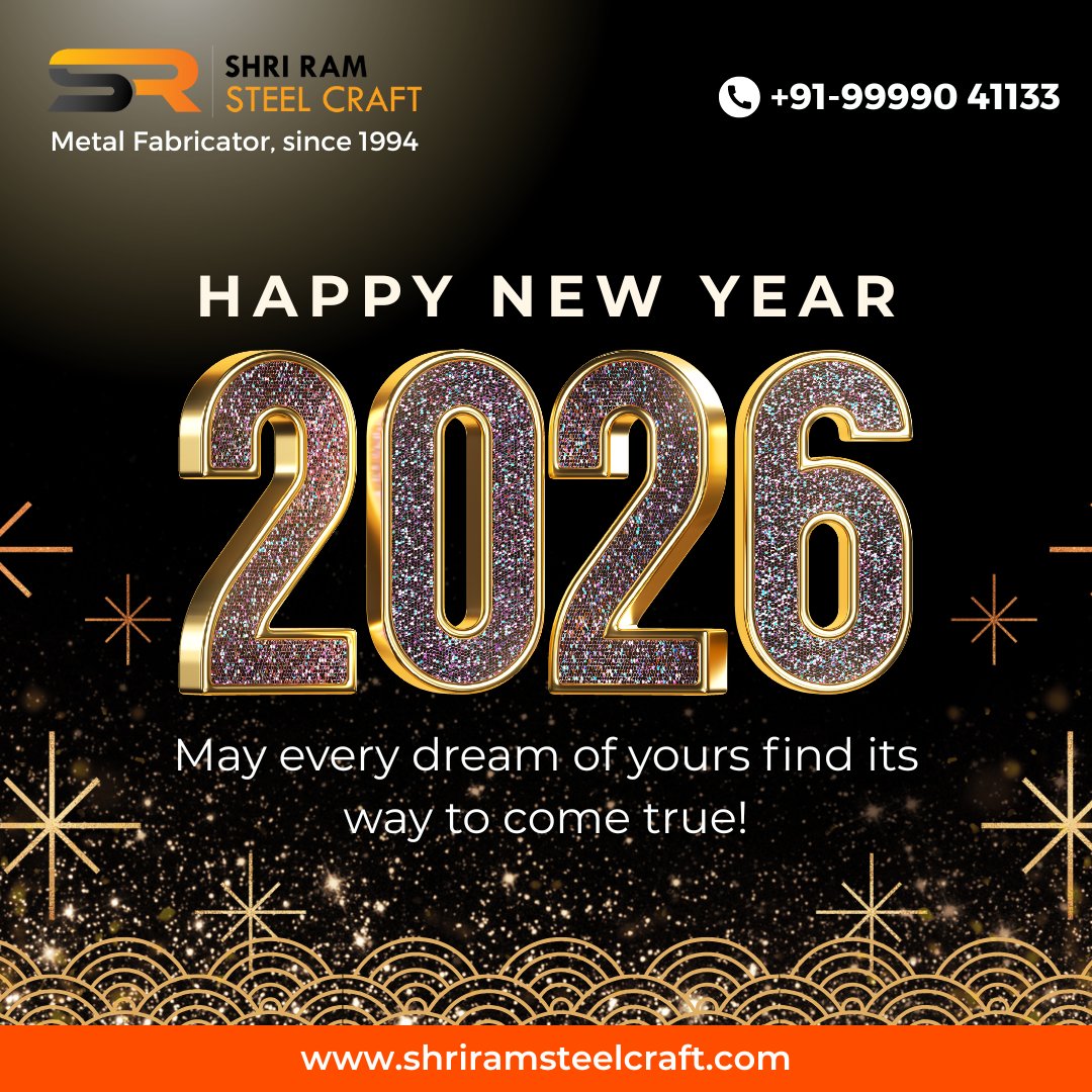 ShRamSteelCraft's tweet photo. #HappyNewYear 2026!
May 2026 help you build your dreams with confidence, stability, and success. Wishing you prosperity, growth, and new opportunities ahead.

#HappyNewYear2026 #ShriRamSteelCraft #MetalFabricator #SteelCraftsmanship #Since1994 #FabricationExperts #TrustedBrand https://t.co/RvjwzH0QAl