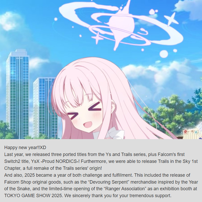 Falcom out here starting emails like Mika