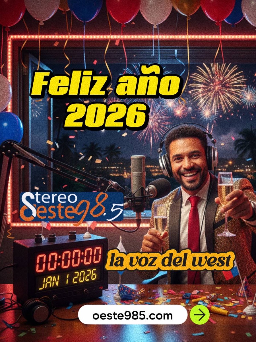 ¡Queridos oyentes y seguidores de Stereo Oeste!

Desde el equipo de Stereo Oeste les deseamos un cierre de año lleno de paz, reflexión y buena música. Gracias por acompañarnos cada día en la radio y en nuestras redes sociales; ustedes son el corazón de esta familia.