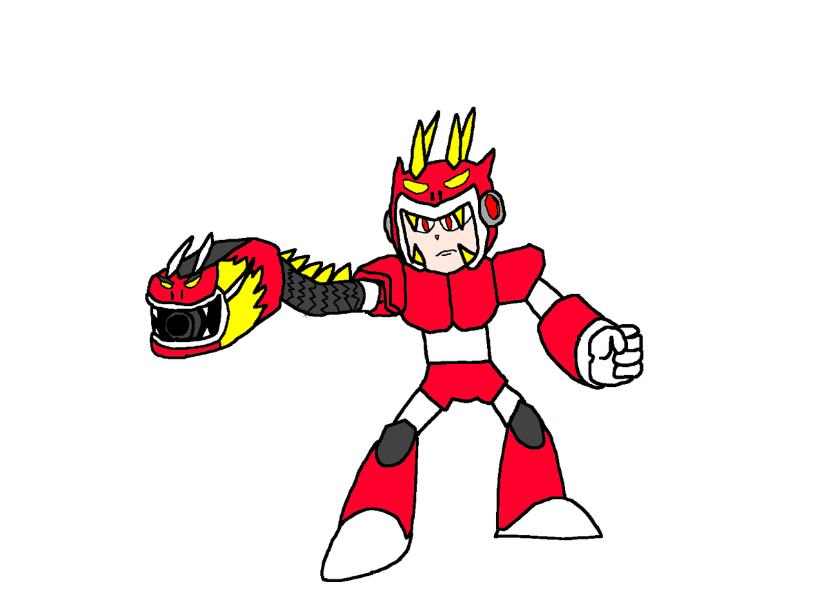 AgentSkyblueM7's tweet photo. Robot Master Design - Dragon Man
A fire-based martial arts robot designed for tournaments, he is rather confident about his skills and techniques, and very eager to go into battle.
[Pen Name: CSpectrum]
#MegaManDO and #DesignARobotMaster https://t.co/tzuNqjRjSn