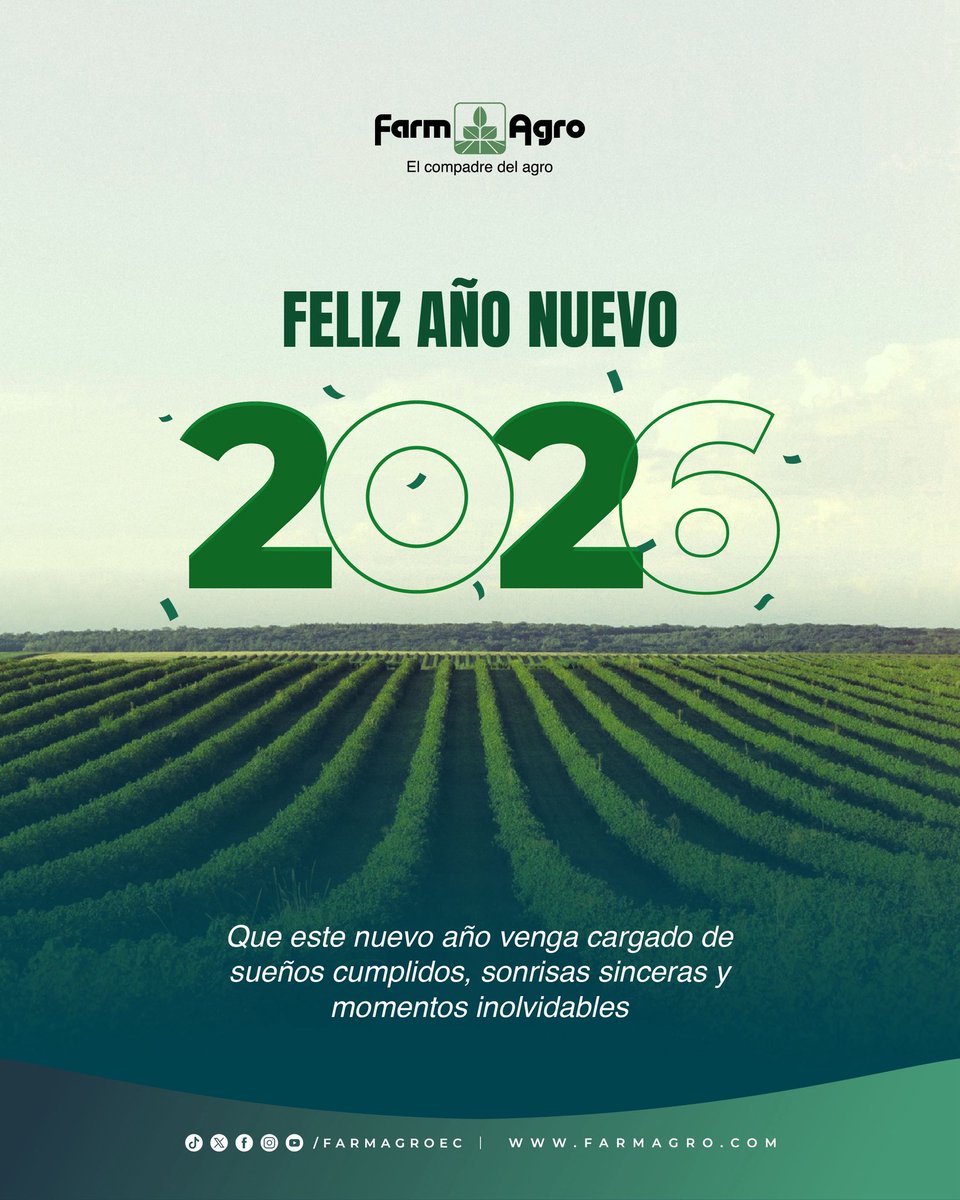 ¡Bienvenido 2026! 🌱✨
Un nuevo año comienza y nuestra misión sigue intacta: caminar junto a ti en cada surco y en cada cosecha. Porque sabemos que el campo no descansa, nosotros tampoco.
Este 2026, seguimos siendo tu aliado incondicional, brindándote la tecnología y el respaldo