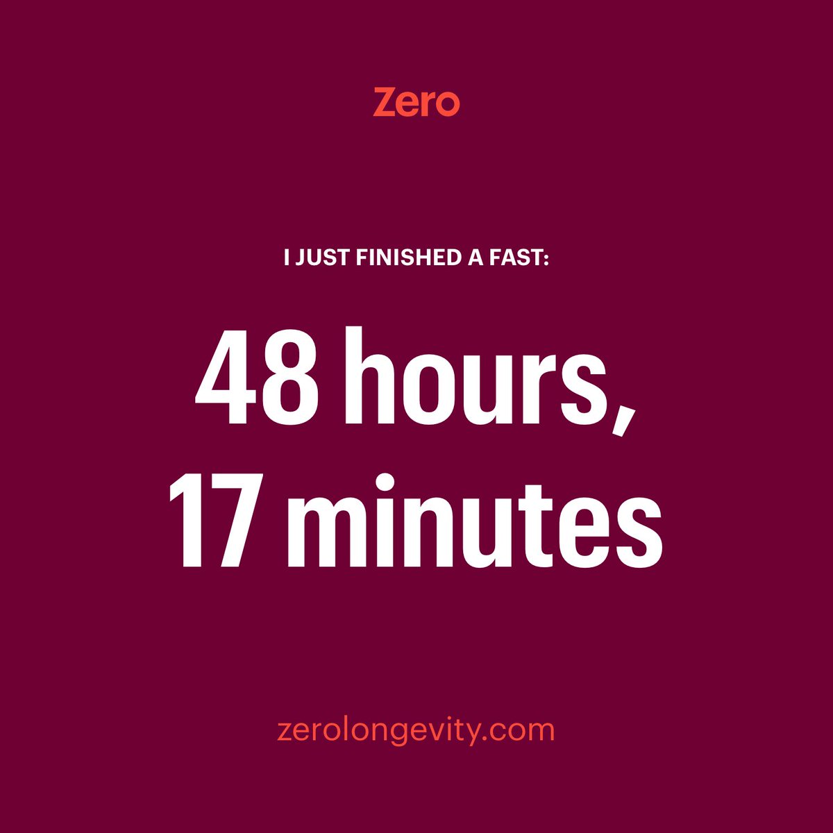 Just finished a 48-Hour Fast fast with Zero, check it out! zerolongevity.com