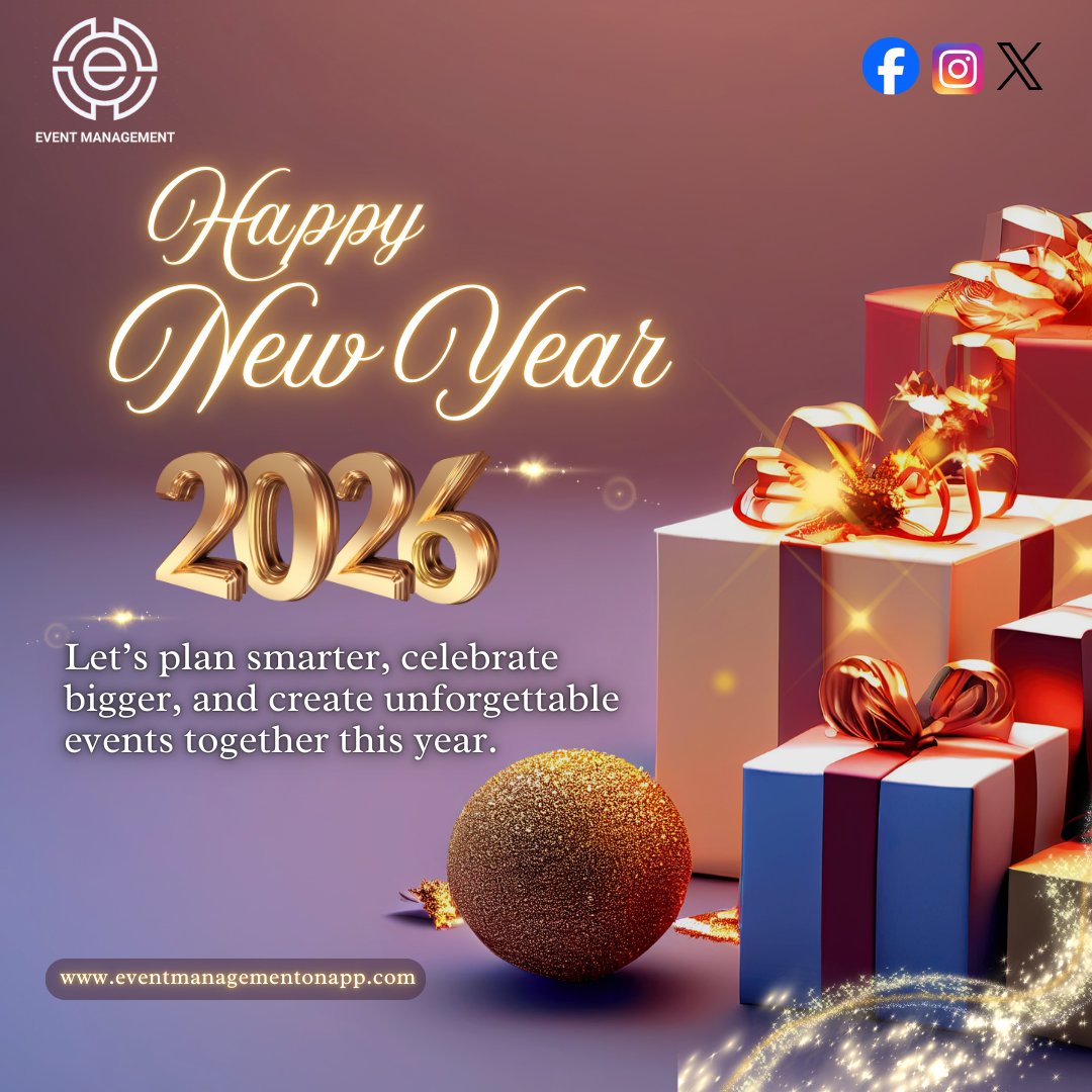 Cheers to a new year filled with innovation, collaboration, and memorable events.
we look forward to creating seamless, successful, and memorable events together. 
📞 Contact:8076126409
🌐 eventmanagementonapp.com

#HappyNewYear2026 #EventManagementOnApp #NewYearCelebrations