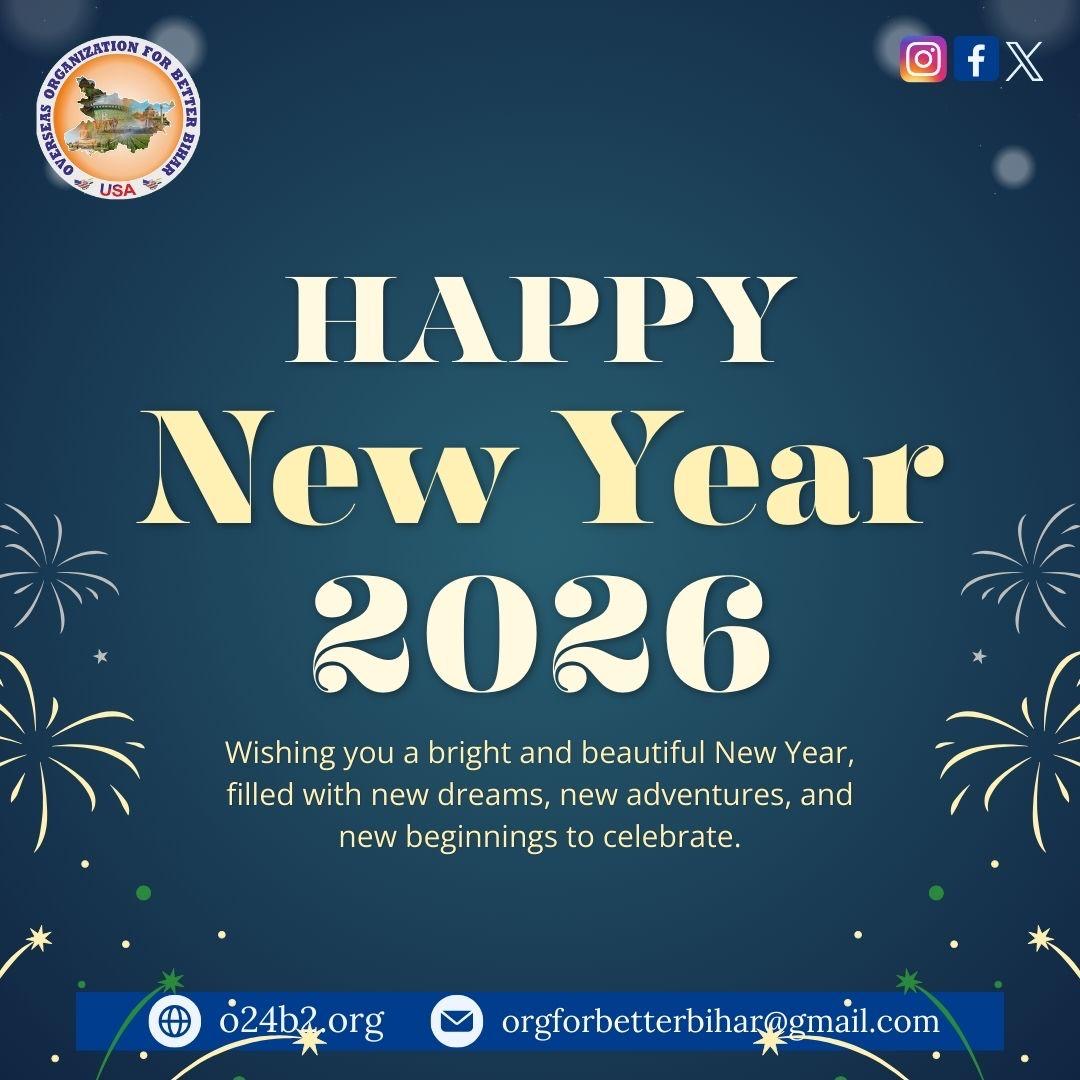 O2B2Bihar's tweet photo. Happy New Year! From USA to the villages of Bihar, we step into the New Year with hope and purpose to uplift communities and educate girl children . Thank you for standing with us and believing in change. Here’s to a year of empowerment, education, and impact.   #HappyNewYear2026 https://t.co/9G5YBHg1ob