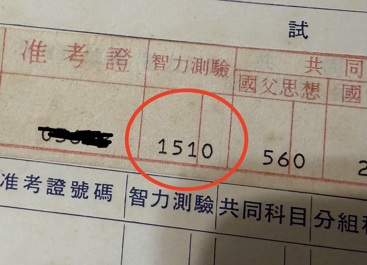 誒誒先說新年快樂，然後趁年假整理家裡，倏然發現我預官考試的智力測驗竟然高達 151，我都不知道我有這麼聰明，雖然小輸師父 6 分

應該拿這個來說嘴一輩子的，但是誰會看一眼這個根本不重要也毫無意義的成績單啦 😆