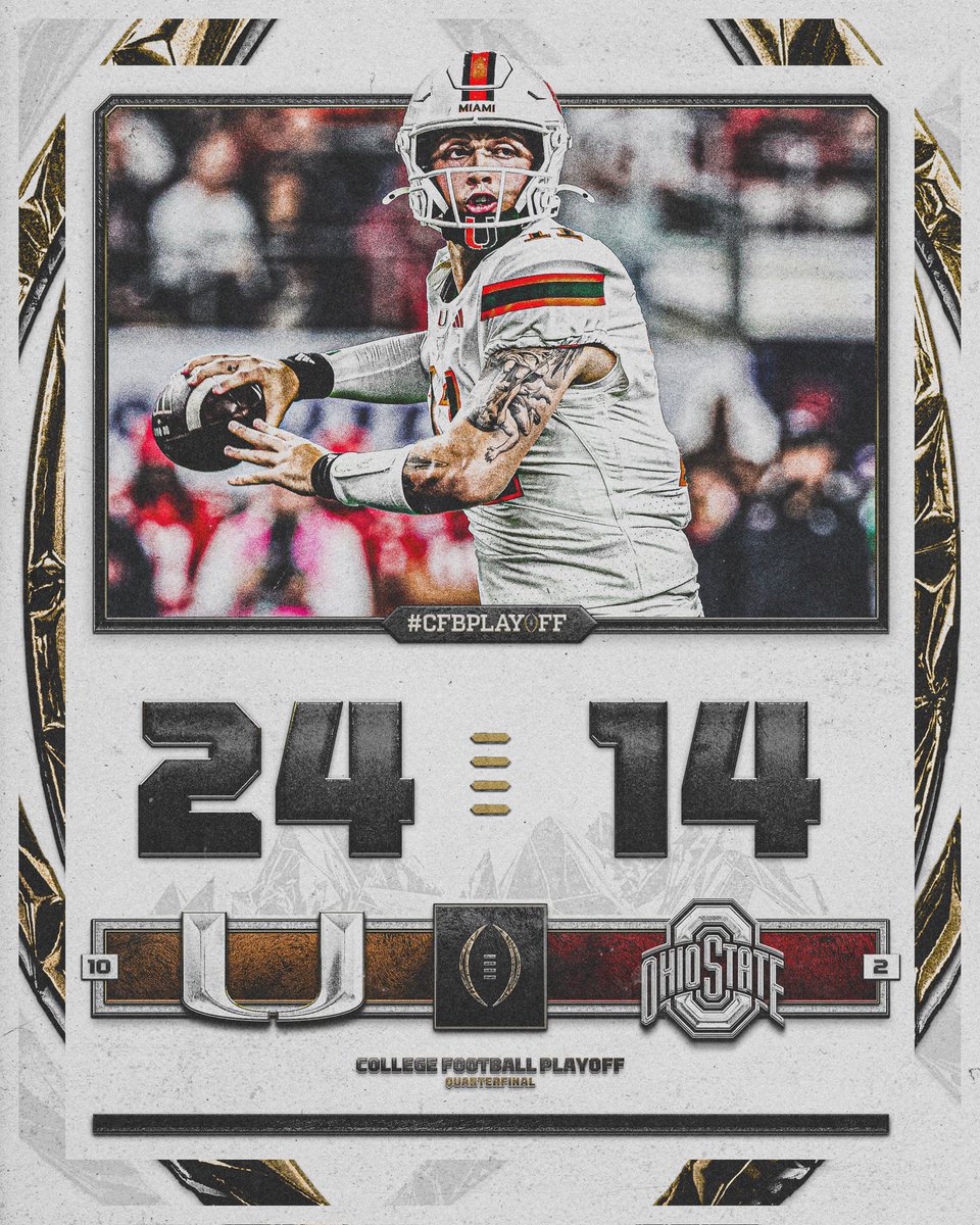 CFBPlayoff's tweet image. CANES CONQUER THE BUCKEYES 😤‼️

#CFBPlayoff x #GoCanes