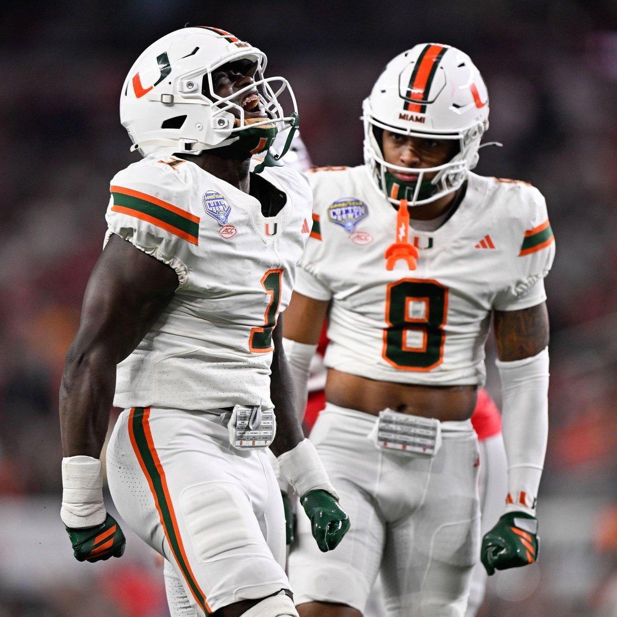 CFBReport's tweet image. Miami Against Ranked Opponents This Season:

W vs. #6 Notre Dame (27-24) ✅
W vs. #8 USF (49-12) ✅
W vs. #18 FSU (28-22) ✅
W vs. #22 Pitt (38-7) ✅
W vs. #7 Texas A&amp;amp;M (10-3) ✅
W vs. #2 Ohio State (24-14) ✅

6-0.
