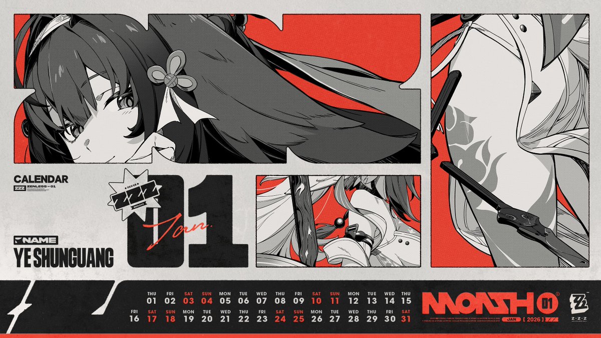 ZZZ Jan 2026 Calendar Wallpaper
"Happy New Year!"
"Getting to see you on the very first day... I...