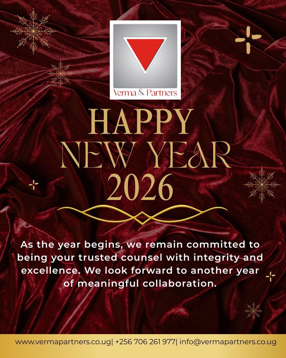 ✨Welcome to 2026✨

As we welcome the year ahead, we extend our sincere appreciation for your trust and partnership. May 2026 bring clarity, progress, and continued success in all your endeavors. 
.
#ugandalawfirn #uganda #ugandakampala #kampala #kampalacity