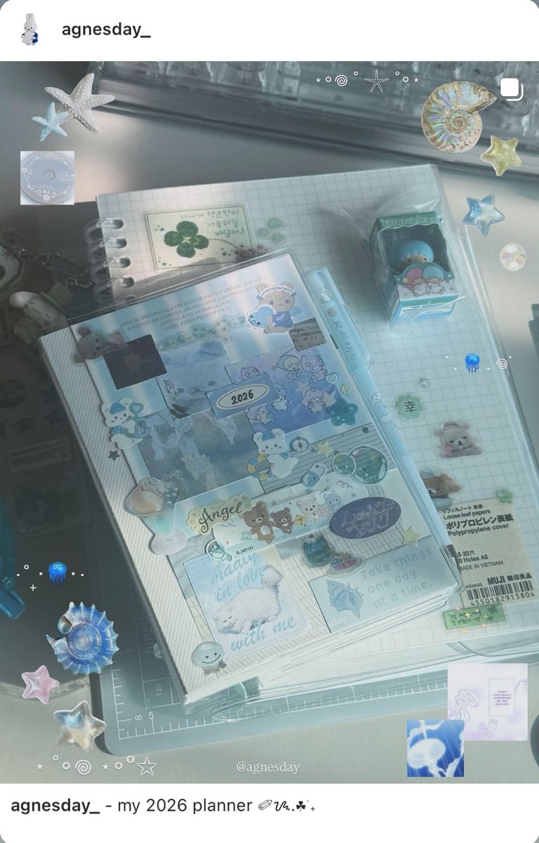 agnesdays_'s tweet photo. Happy new year!! 🩵
꒰ა my 2026 planner ໒꒱ 
#archivetwt #studytwt #journaltwt https://t.co/q8QV2jo4ss