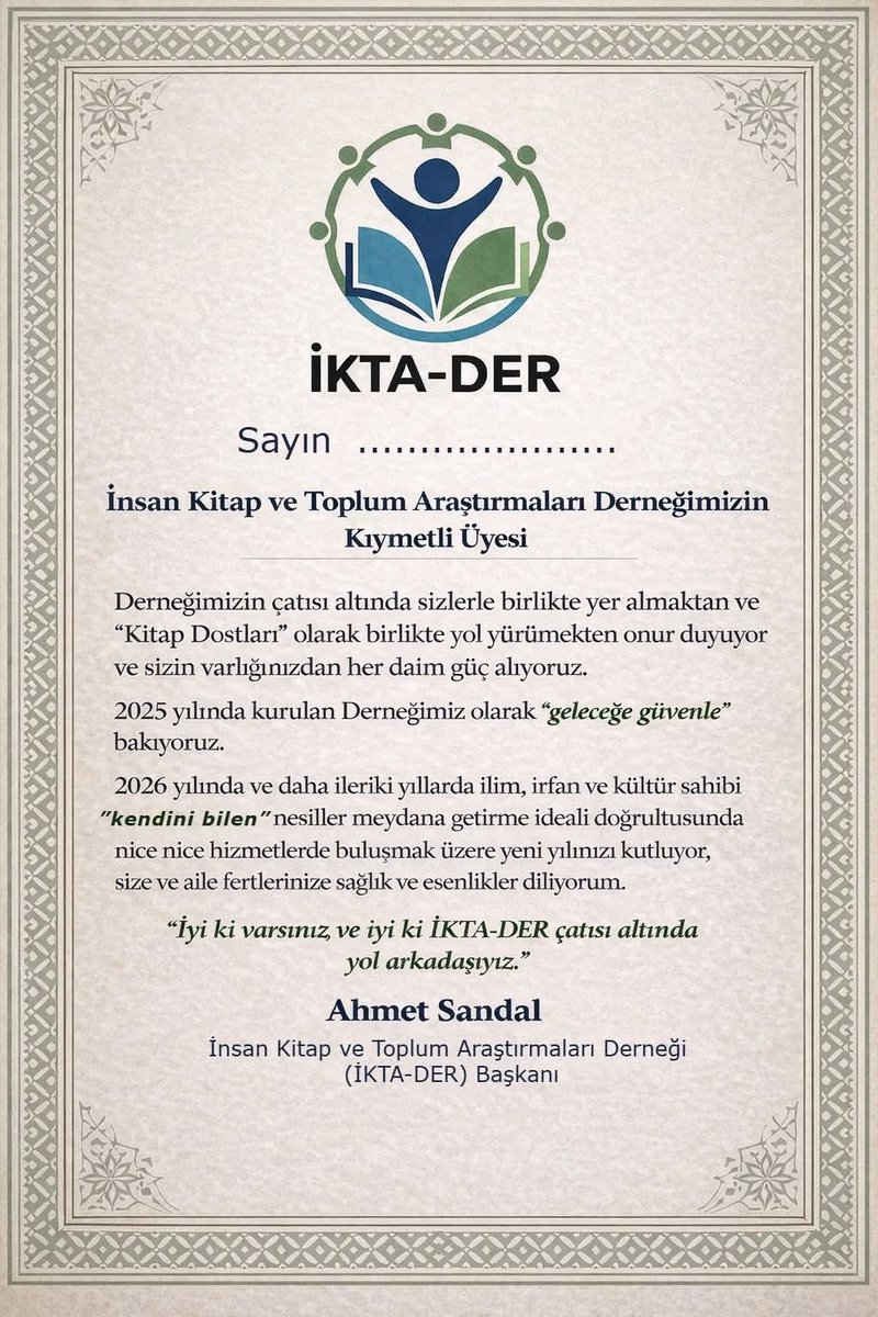 Yeni yılınızı kutluyor, size ve aile fertlerine sağlık ve huzur içerisinde nice nice yıllar diliyorum