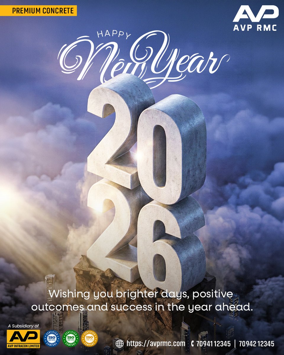 A powerful New Year visual featuring 2026 sculpted in solid concrete, symbolizing strength, stability, and new beginnings.

#HappyNewYear #NewFoundation #StrongFoundations #BuiltToLast #AVPRMC #ConcretePower #RiseWithStrength