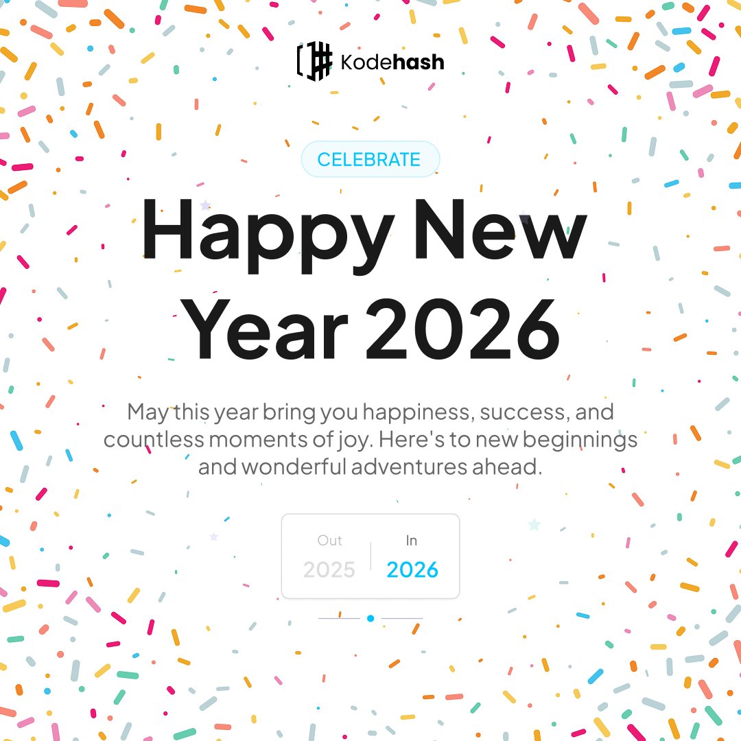 Kodehash family wishes you a Happy New Year! Let's welcome 2026 with open hearts, big smiles, and blessings. May this year bring you peace, joy, and an abundance of wealth.
#Kodehash #HappyNewYear #NewYearCelebration #BusinessGrowth