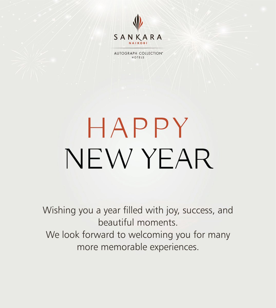SankaraNairobi's tweet photo. Happy New Year from all of us at Sankara Nairobi! 
As we step into the new year, we thank you for being part of our journey.   Here’s to fresh beginnings, meaningful moments, and unforgettable experiences ahead. 
Wishing you a year filled with success and joy
#HappyNewYear2026 https://t.co/a7el8ojlhw